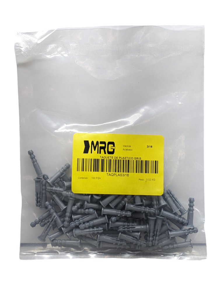 TAQUETE PLASTICO    3/16" ESPIGA