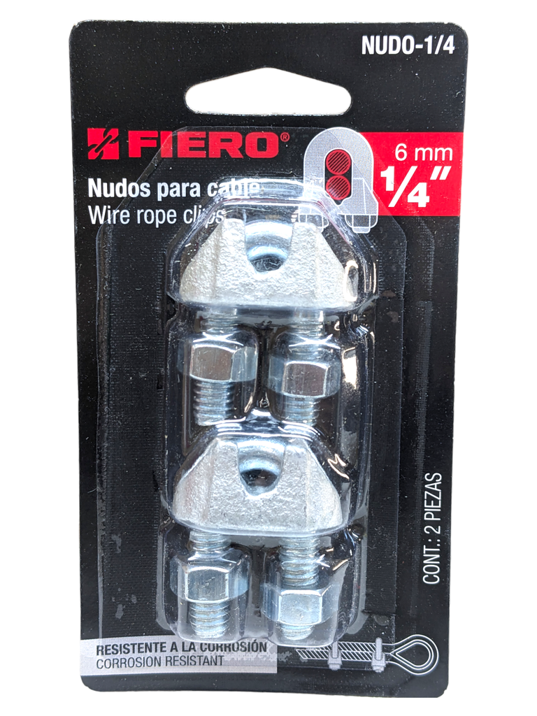BIPARTIDO HIERRO (GRAPA PERRO)   1/4" NUDO-1/4 PQT. C/2 pz