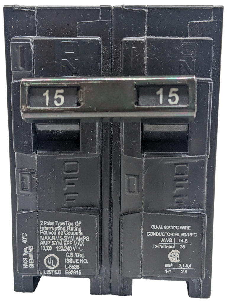 BREAKER QP 2 X  15A 240V SIEMENS