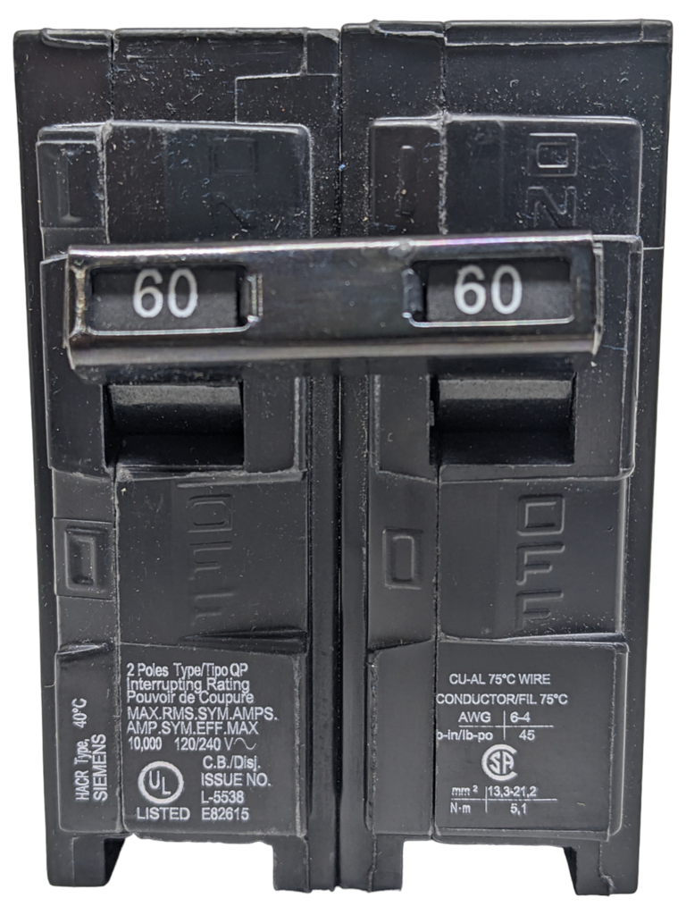 BREAKER QP 2 X  60A 240V SIEMENS 