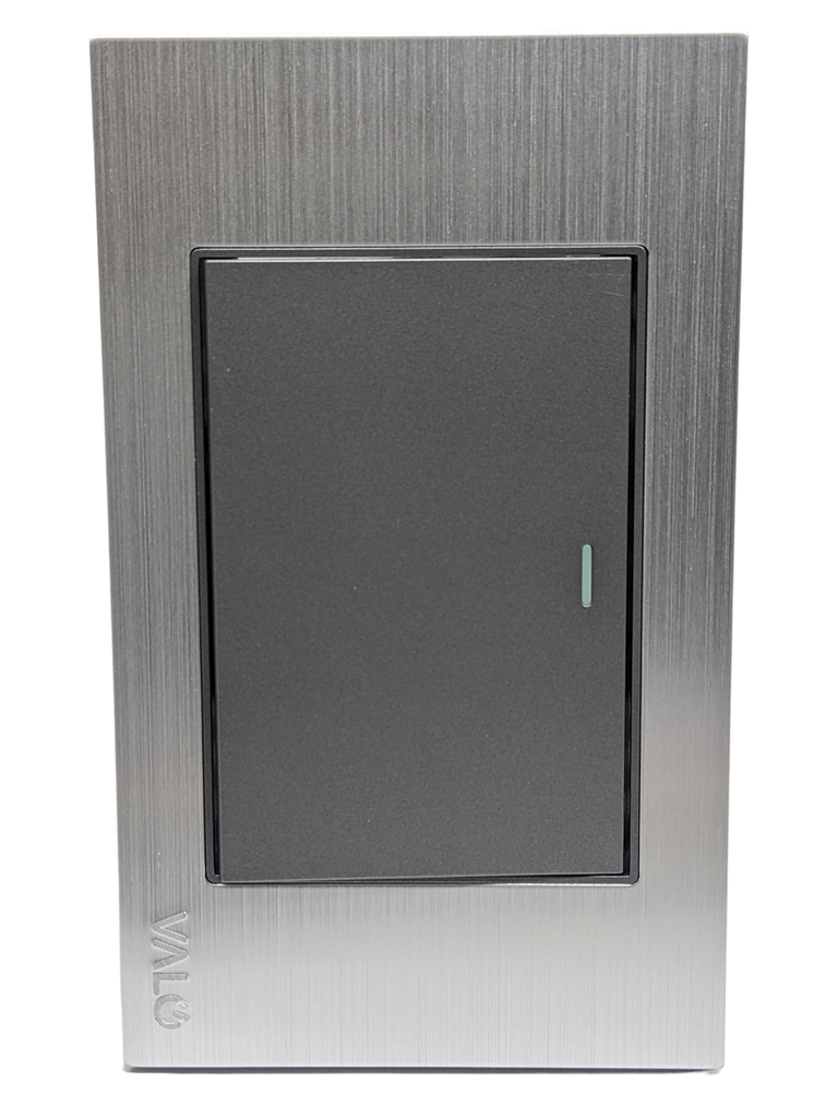TAPA ARMADA C/1 APAGADOR ESCALERA, GRIS-ALUMINIO, VALO 