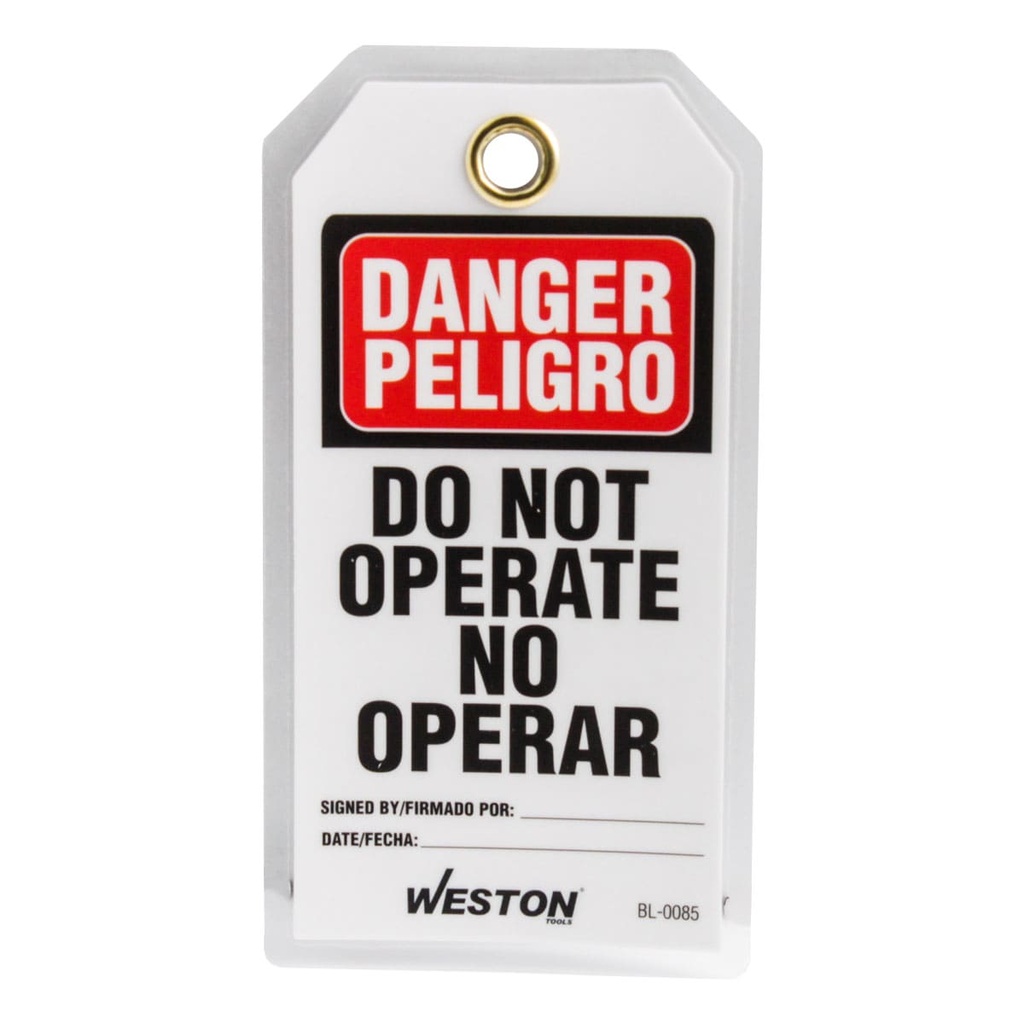 ETIQUETA DE BLOQUEO BILINGÜE WESTON