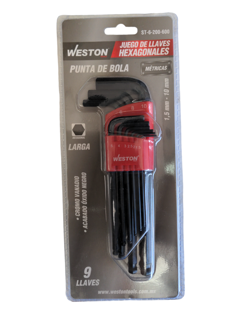 JGO ALLEN LARGAS PUNTA DE BOLA 1.5-10MM 9 PZAS WESTON