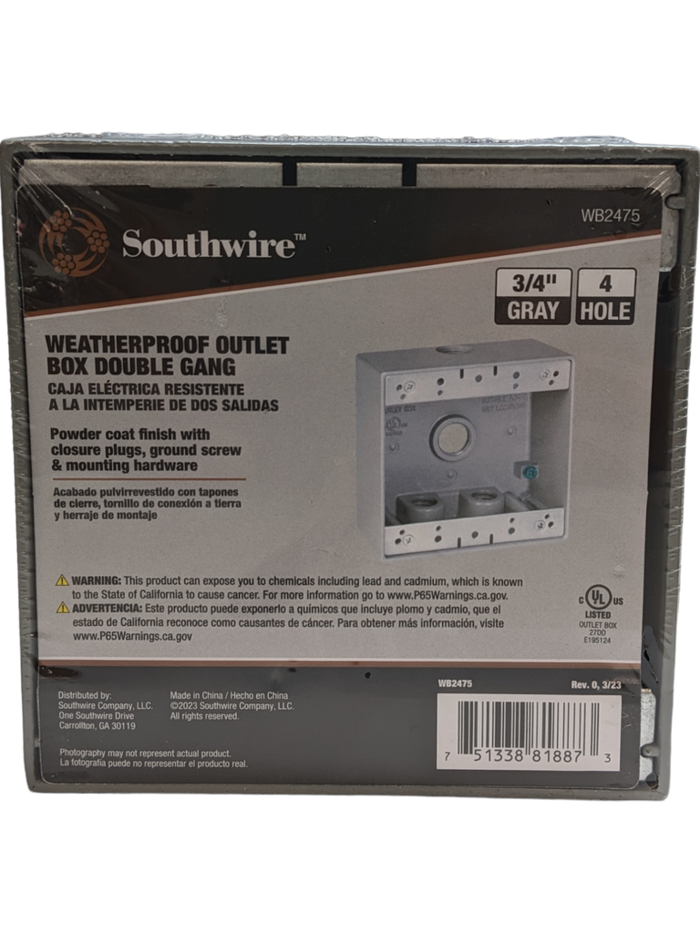 CAJA W.P. 4 X 4 KO 3/4" CON 4 HOYOS