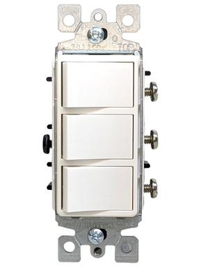 APAGADOR DECORA  TRIPLE BCO. LEVITON 15A 120V #1755-W