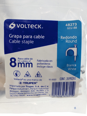 GRAPA P/CABLE RED.  8mm (5/16") BCO. GCU-8B (BOLSA C/20pz)
