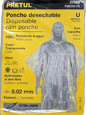 IMPERMEABLE TIPO PONCHO DESECHABLE PRETUL