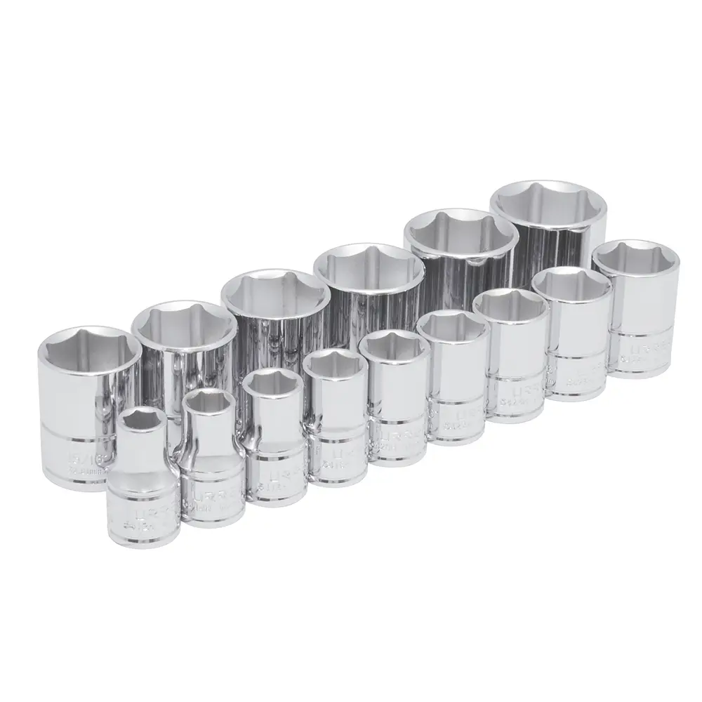 JUEGO DE DADOS CUADRO DE 1/2", 6 PUNTAS, EN PULGADAS, 15 PIEZAS URREA