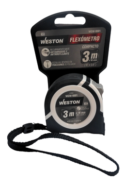 FLEXOMETRO   3 M X 16MM BLANCO COMPACTO WESTON