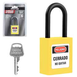 CANDADO DE BLOQUEO DIELECTRICO AMARILLO 38mm WESTON