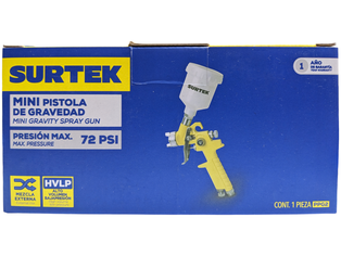 Pistola para pintar terminados baja presion, capacidad 125 ml, 50 PSI Surtek