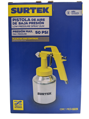 Pistola para pintar con vaso reforzado de baja presión, capacidad 1000 ml, 50 PSI Surtek