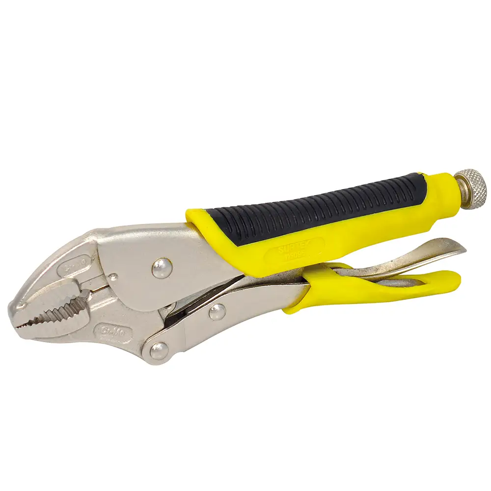 Pinza de presión con mango bimaterial de 10" punta curva Surtek