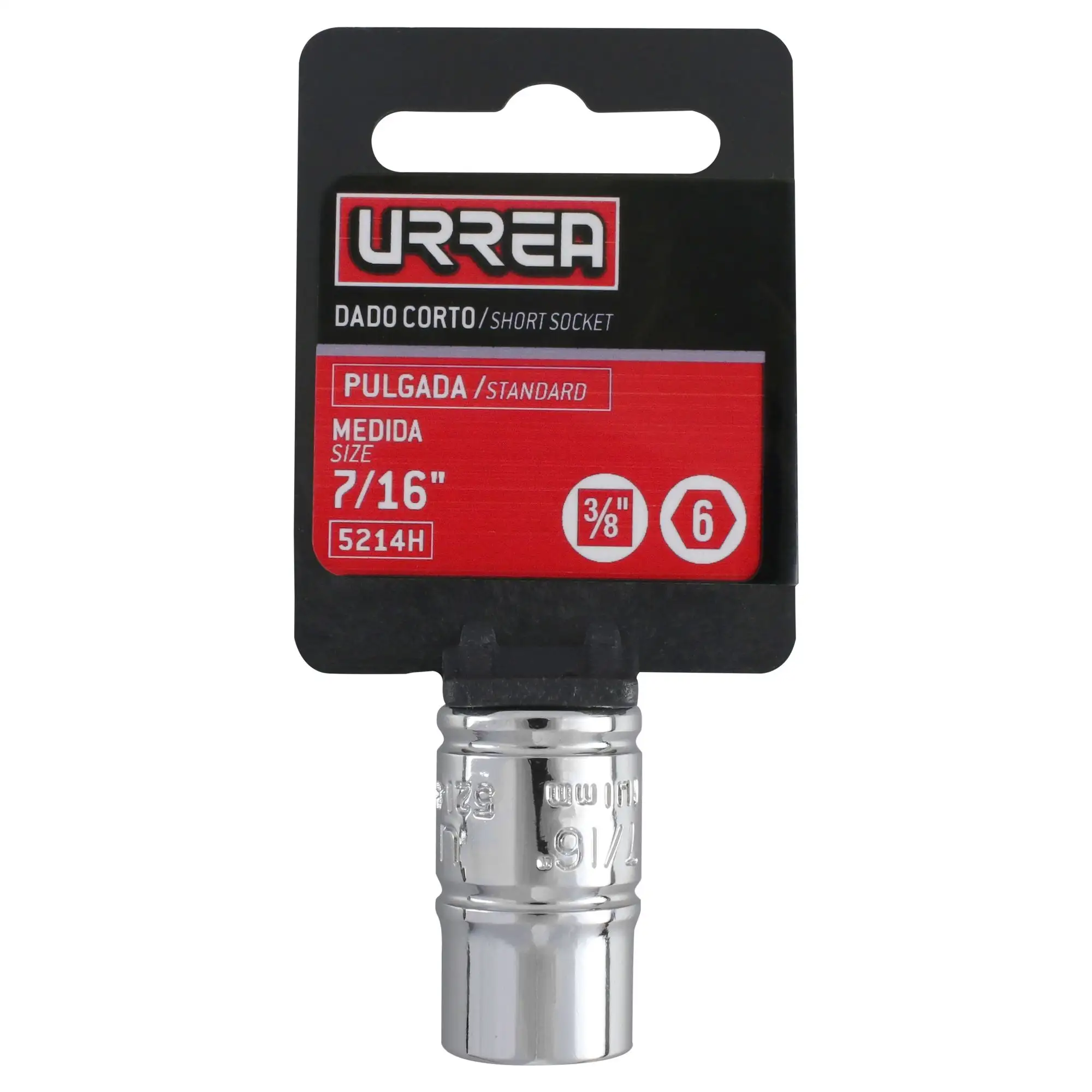 Dado cuadro de 3/8", 6 puntas, en pulgadas, 3/8" Urrea