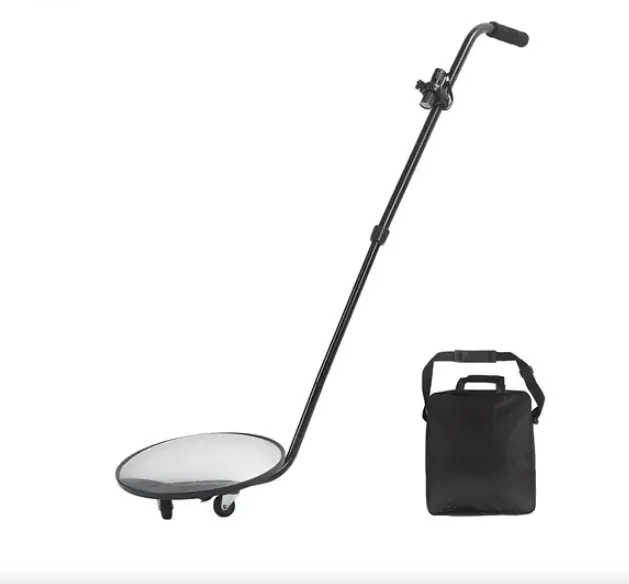 ESPEJO DE INSPECCION 30cm C/MANGO 84cm, CON RUEDA DE DESLIZAMIENTO Y LAMPARA RECARGABLE